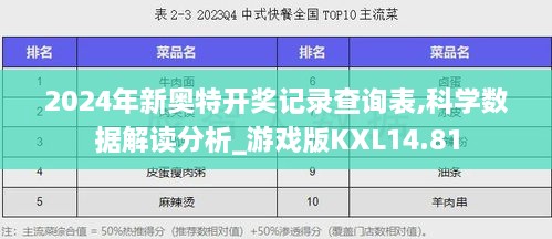2024年新奥特开奖记录|精选资料解析大全
