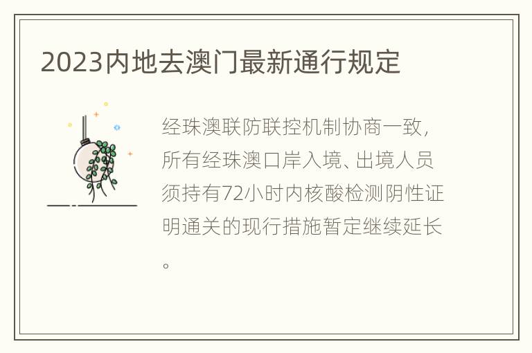 2023澳门入境最新政策|精选资料解析大全